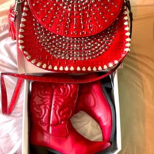 Studded snakeskin purse w/ cowboy boots